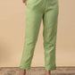 Janasya Straight Magics Slub Green Embroidered Round Neck Kurta,Bottom & Dupatta | Swadesiicart