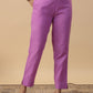 Janasya Straight Magics Slub Lavender Embroidered Round Neck Kurta,Bottom & Dupatta | Swadesiicart