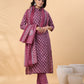 Janasya Regular Poly Cotton Purple Printed Shirt Collar Kurta,Bottom & Dupatta - Swadesiicart