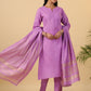 Janasya Regular Magics Slub Lavender Solid Notch Neck Kurta,Bottom & Dupatta | Swadesiicart