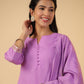 Janasya Regular Magics Slub Lavender Solid Notch Neck Kurta,Bottom & Dupatta | Swadesiicart