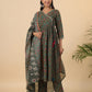 Janasya Angrakha Poly Cotton Green Gemometric V-Neck Kurta Set | Swadesiicart