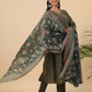 Janasya Angrakha Poly Cotton Green Gemometric V-Neck Kurta Set | Swadesiicart