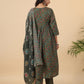 Janasya Angrakha Poly Cotton Green Gemometric V-Neck Kurta Set | Swadesiicart