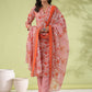Janasya Regular Poly Cotton Off White Ethnic Motifs Round Neck Kurta Set - Swadesiicart