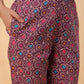 Janasya A-Line Cotton Blend Wine Abstract Round Neck Kurta,Bottom & Dupatta | Swadesiicart