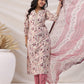 Janasya Straight Biscuit Slub Beige Floral Notch Neck Kurta,Bottom & Dupatta | Swadesiicart