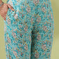 Janasya A-Line Poly Cotton Aqua Floral V-Neck Kurta,Bottom & Dupatta - Swadesiicart