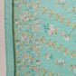 Janasya A-Line Poly Cotton Aqua Floral V-Neck Kurta,Bottom & Dupatta - Swadesiicart