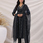 Janasya Pleated Biscuit Slub Teal Ethnic Motifs V-Neck Kurta,Bottom & Dupatta - Swadesiicart