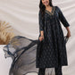 Janasya Pleated Biscuit Slub Teal Ethnic Motifs V-Neck Kurta,Bottom & Dupatta - Swadesiicart