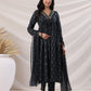 Janasya Pleated Biscuit Slub Teal Ethnic Motifs V-Neck Kurta,Bottom & Dupatta - Swadesiicart