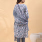 Janasya Regular Biscuit Slub Grey Gemometric Square Neck Kurta,Bottom & Dupatta - Swadesiicart