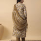 Janasya Regular Biscuit Slub Beige Gemometric Square Neck Kurta,Bottom & Dupatta - Swadesiicart
