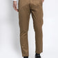 Jainish Men's Brown Tapered Fit Formal Trousers | Swadesiicart
