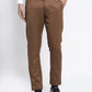Jainish Men's Brown Tapered Fit Formal Trousers | Swadesiicart