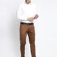 Jainish Men's Brown Tapered Fit Formal Trousers | Swadesiicart