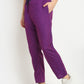 Jainish Men's Solid Cotton Track Pants - Purple - Swadesiicart