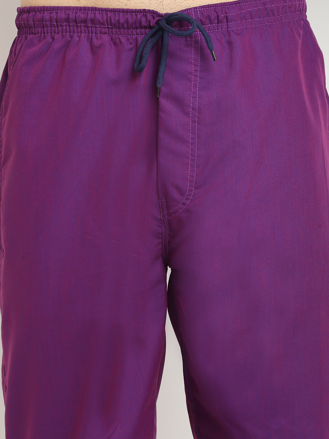 Jainish Men's Solid Cotton Track Pants - Purple - Swadesiicart
