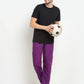Jainish Men's Solid Cotton Track Pants - Purple - Swadesiicart