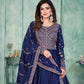 Anaita Navy Blue Embroidered Art Silk Anarkali Suit