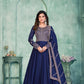 Anaita Navy Blue Embroidered Art Silk Anarkali Suit