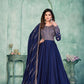 Anaita Navy Blue Embroidered Art Silk Anarkali Suit