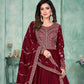 Anaita Maroon Embroidered Art Silk Anarkali Suit