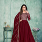 Anaita Maroon Embroidered Art Silk Anarkali Suit