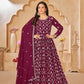Anaita Purple Embroidered Faux Georgette Anarkali Suit