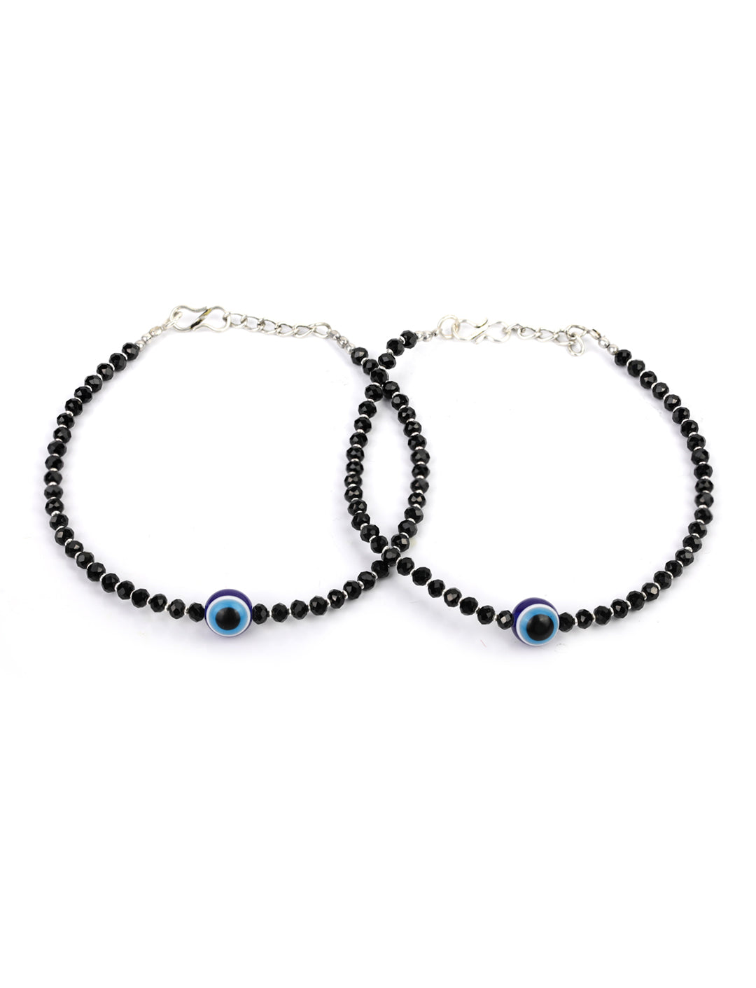 Priyaasi Women Black Beads Silver Plated Traditional Anklets - Limited Time Offer - Swadesiicart