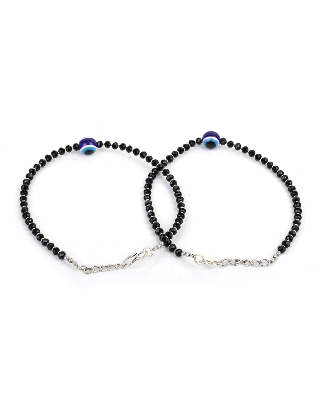 Priyaasi Women Black Beads Silver Plated Traditional Anklets - Limited Time Offer - Swadesiicart