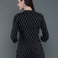 Antaran Black Pure Cotton Geometric Printed Tunic - Swadesiicart