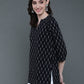 Antaran Black Pure Cotton Geometric Printed Tunic - Swadesiicart