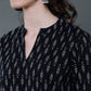 Antaran Black Pure Cotton Geometric Printed Tunic - Swadesiicart