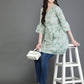 Antaran Green Pure Cotton Printed Tunic - Swadesiicart