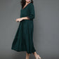 Antaran Dark Green Rayon Embroidered Dress - Swadesiicart