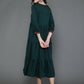 Antaran Dark Green Rayon Embroidered Dress - Swadesiicart