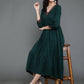 Antaran Dark Green Rayon Embroidered Dress - Swadesiicart