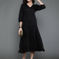 Antaran Black Rayon Flared Solid Black Dress - Swadesiicart