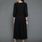 Antaran Black Rayon Flared Solid Black Dress - Swadesiicart