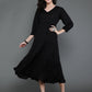Antaran Black Rayon Flared Solid Black Dress - Swadesiicart