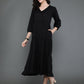 Antaran Black Rayon Flared Solid Black Dress - Swadesiicart