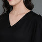 Antaran Black Rayon Flared Solid Black Dress - Swadesiicart