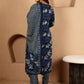 Antaran Blue Pure Cotton Embellished Kurta Pant & Dupatta Set - Swadesiicart