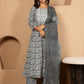 Antaran Blue Cotton Blend Embellished Kurta Pant & Dupatta Set - Swadesiicart