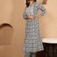 Antaran Blue Cotton Blend Embellished Kurta Pant & Dupatta Set - Swadesiicart