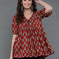 Antaran Brown/Rust Pure Cotton Aliacut Printed Top - Swadesiicart