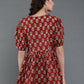Antaran Brown/Rust Pure Cotton Aliacut Printed Top - Swadesiicart