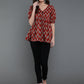 Antaran Brown/Rust Pure Cotton Aliacut Printed Top - Swadesiicart